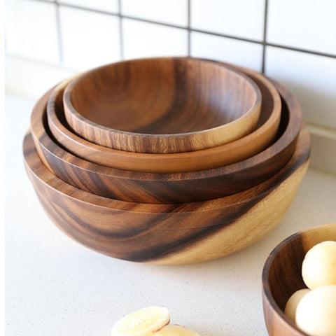 Kitchen Natural Wooden Bowl Household Fruit Bowl Salad Bowl