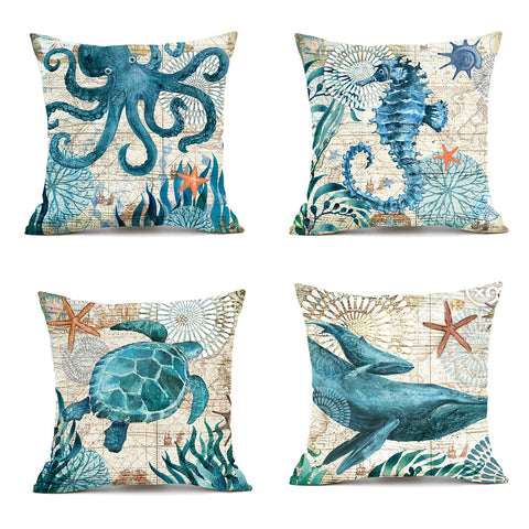 Cushion Covers Sea Turtle Printed Throw Pillow Cases For Home Decor