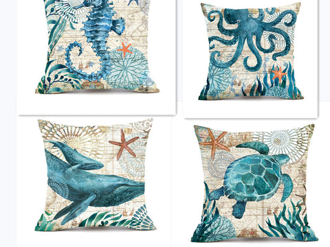 Cushion Covers Sea Turtle Printed Throw Pillow Cases For Home Decor