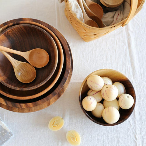 Kitchen Natural Wooden Bowl Household Fruit Bowl Salad Bowl